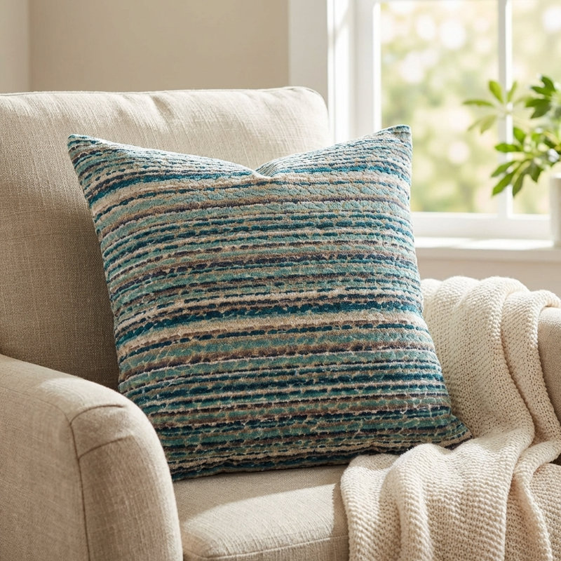 Coussin rayé à rayures, 20 po x 20 po