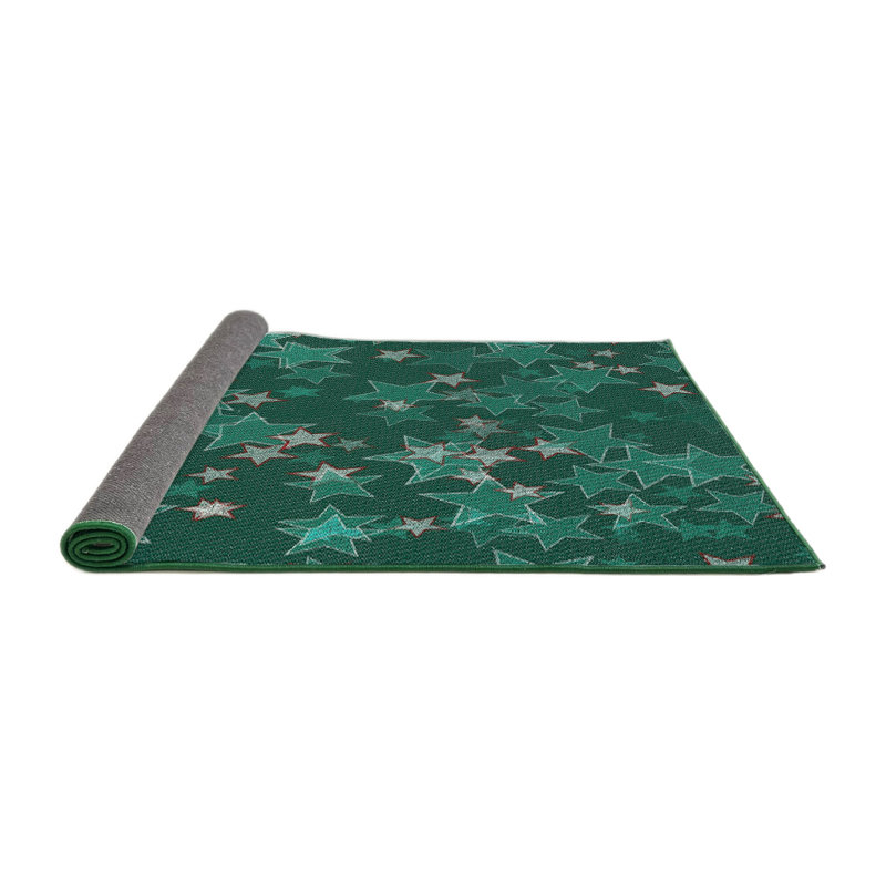 Vert géométrique/Tapis décoratif blanc Richeson, Rond 4 pi
