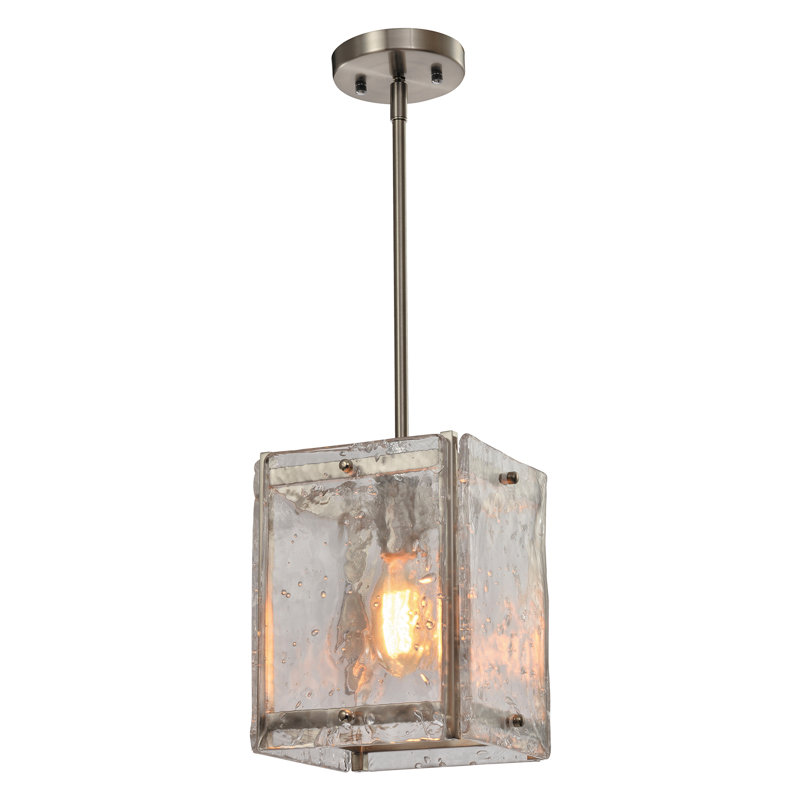 Luminaire suspendu rectangulaire en verre 1 lumière à intensité variable Kanode, Nickel