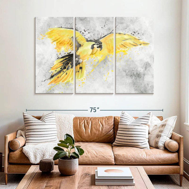 Brampt Yellow Macaw, 42" H x 65" W