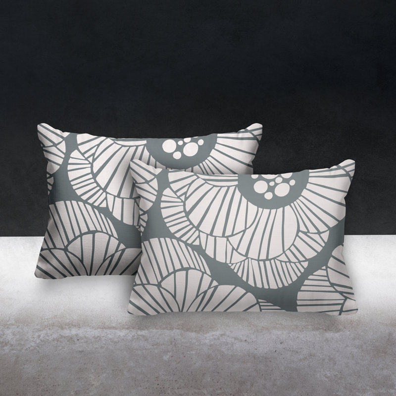 Polyester / Mélange de polyester Housse de coussin rectangulaire intérieure / extérieure lombaire et insert, gris