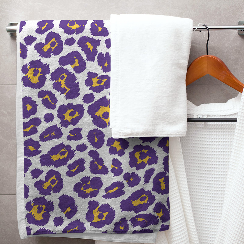 Lucida Bath Towel, Polyester/Cotton Blend, White/Gold/Purple