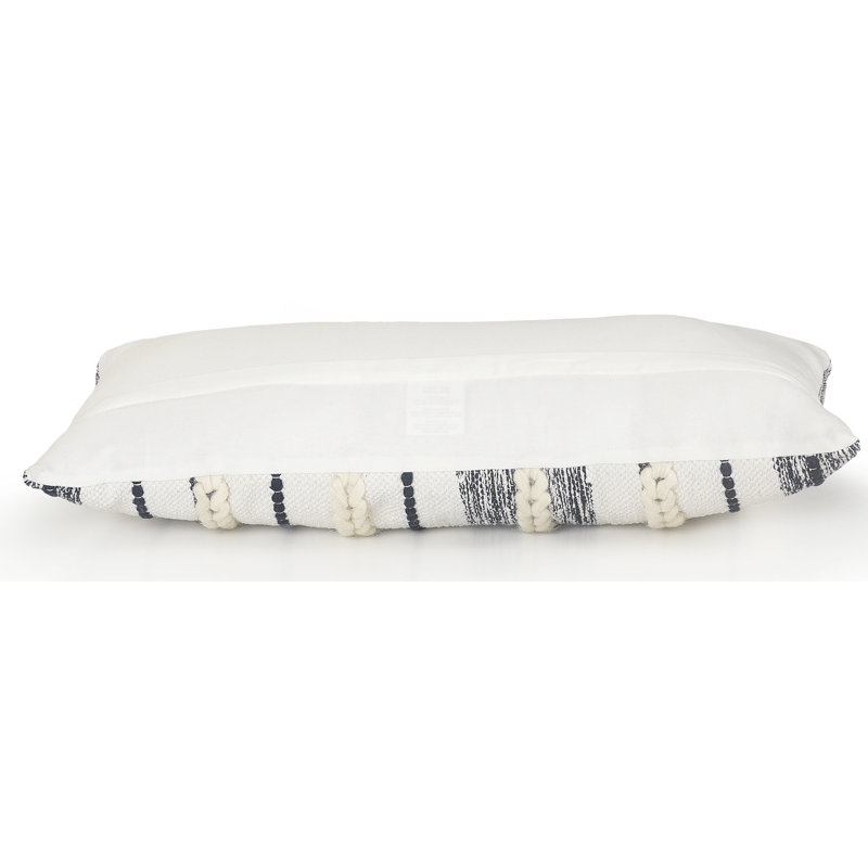 Striped Textured Cotton Geometric 7.5" Throw Pillow