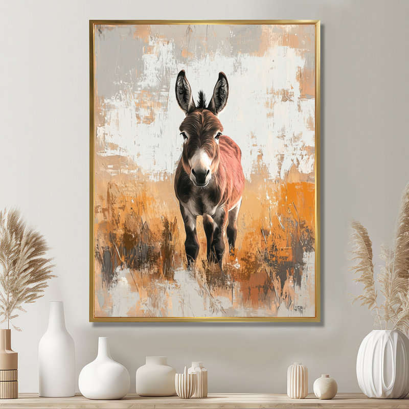«Dolph Minimalims Donkey Portrait Guardian of the Hills», art mural sur toile, H 20 po x l 12 po, Doré