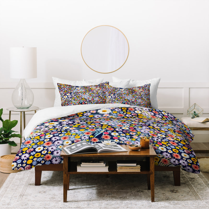 Modern & Contemporary Polyester Floral Duvet Cover, Twin Duvet Cover + 1 Standard Pillowcase