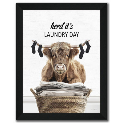 Herd It's Laundry Day Highland Framed Wall Art
