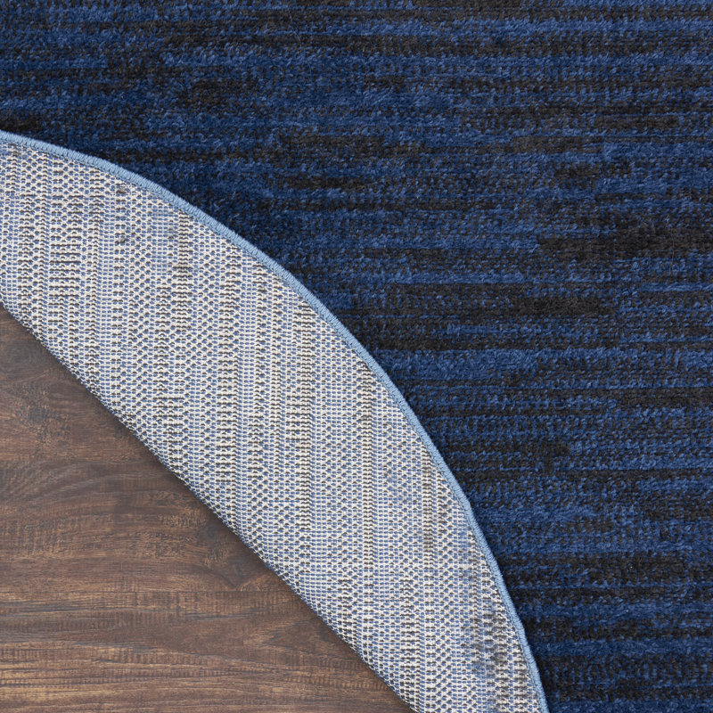 Nourison Essentials Mightnight/Blue Indoor/Outdoor Area Rug, Round 8'