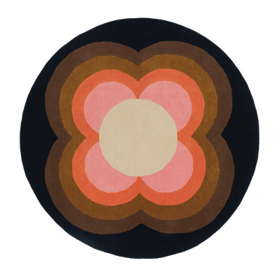 Hand Tufted Wool Area Rug in Black/Pink/Brown