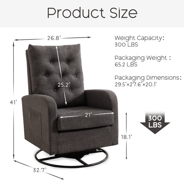 Ebern Designs Tahliyah Upholstered Swivel Rocker Glider Nursery Chair ...