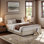 Base de lit plateforme Manfrid, collection Cloud avec revêtement Boucle et tête de lit arrondie, pied de lit épaissi