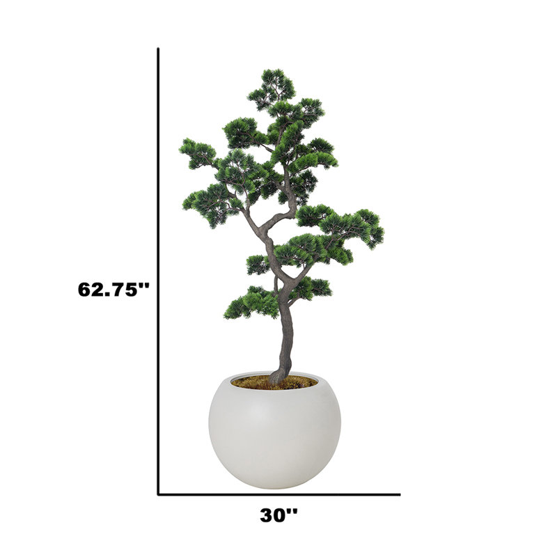 Bonsai artificiel 62,75 po dans un pot à fleurs blanc parfait pour une utilisation intérieure et extérieure