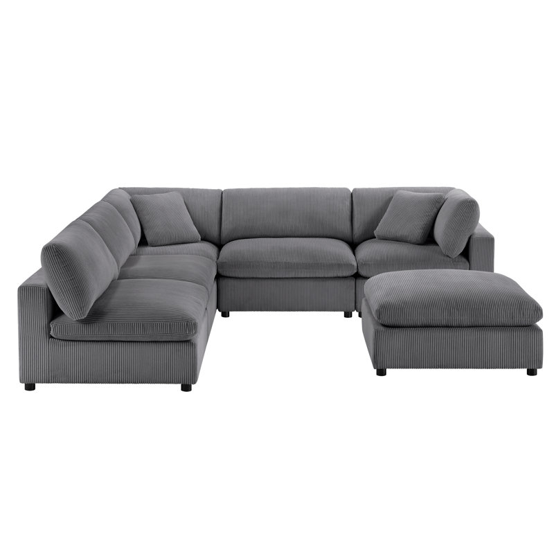 Vinessa Modular Sectional - 6-Piece Nest, Gray Corduroy