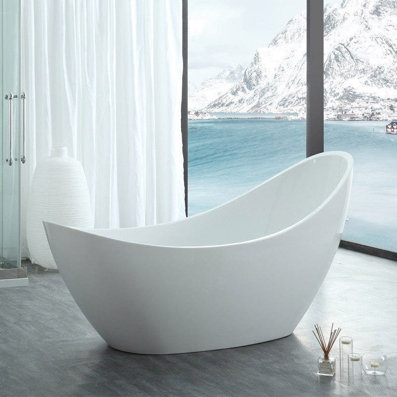 72.83'' x 30.75'' Freestanding Soaking Acrylic Bathtub, Matte Black