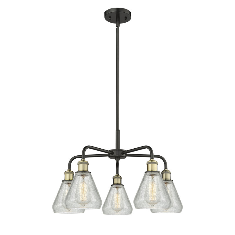 Lustre conique à 5 lumières Kotter, Noir/laiton antique