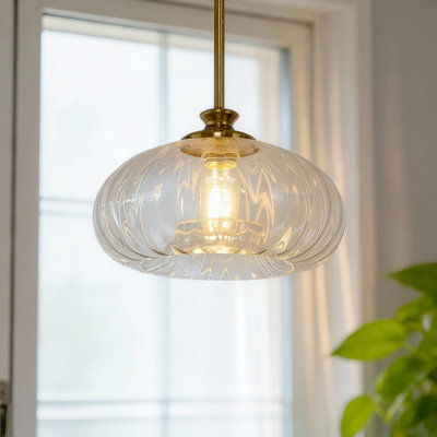 11''(W)Dimmable Globe Pendant Light with Glass Shade