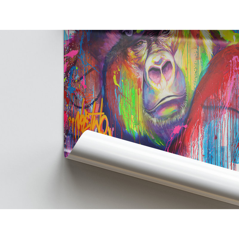 Art abstrait sur toile Gorilla, H 100 cm x l 100 cm, Toile tendue