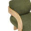 Ensemble de 2 chaises de salle à manger avec dossier coussiné, tissu bouclé vert, structure en bois massif de couleur naturelle