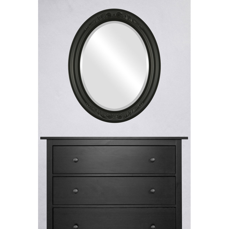 Miroir décoratif ovale encadré Winfrey, H 23 po x l 19 po, Noir mat