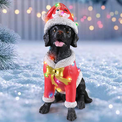 Holiday Christmas Dog Statue