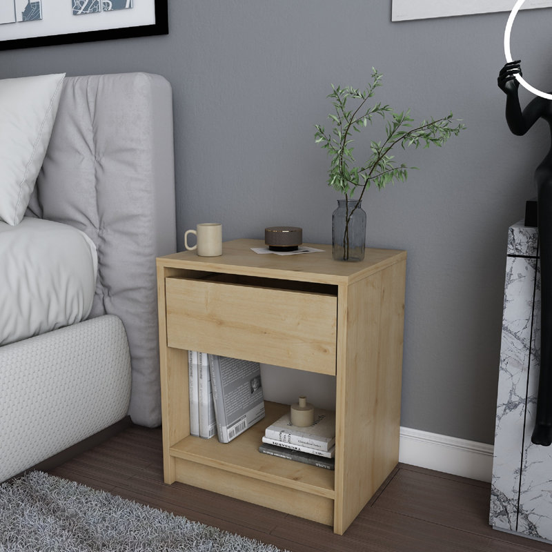 Sheridan Bedside Table Nightstand, Oak