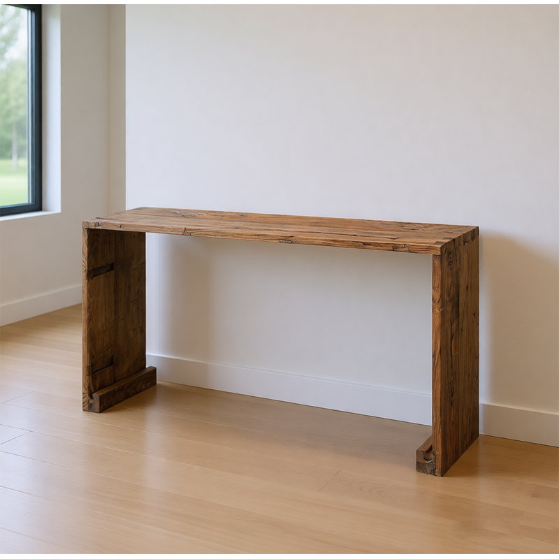 Table d'entrÃ©e en bois massif Wabi-Sabi au grain naturel, 31.5" H x 62.99" W x 15.75" D