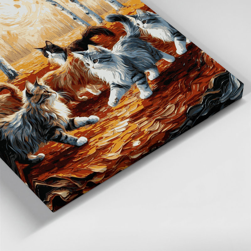 Cats Ussuri, art mural sur toile brune, H 20 po x l 30 po