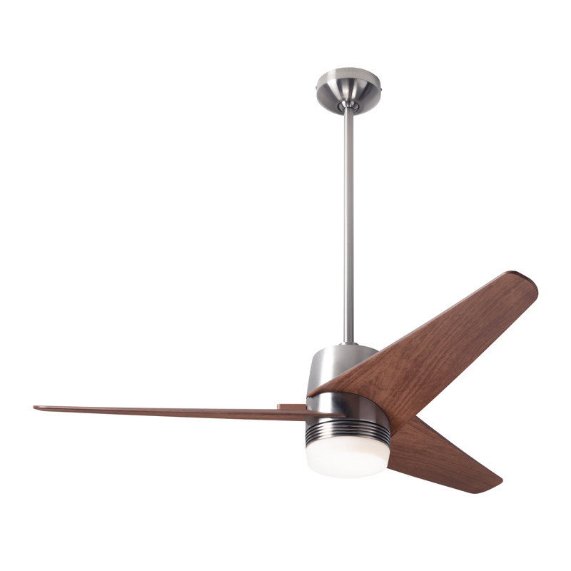 Velo 48'' Ceiling Fan with LED Lights, Wall/Remote Combo Controls, Mahogany, Bright Nickel