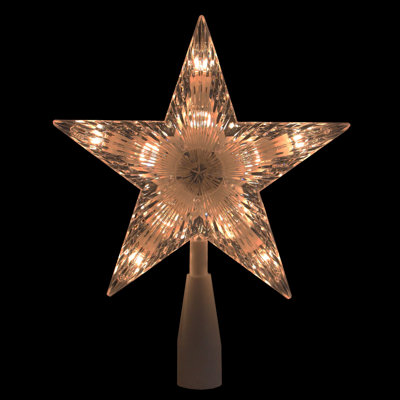 Décoration pour sommet de sapin en forme d'étoile 5 points 7,25 "transparent et blanc - lumières claires