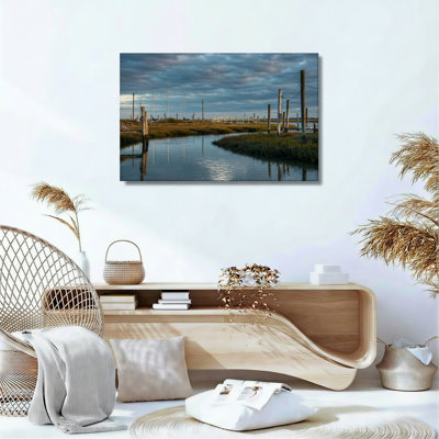Ensemble de 1 tableau sur toile représentant une voie navigable