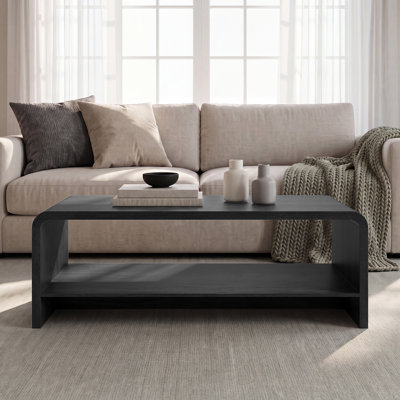 2-Piece Modern Curved Living Room Furniture Set with 70" TV Stand, 48" Coffee Table