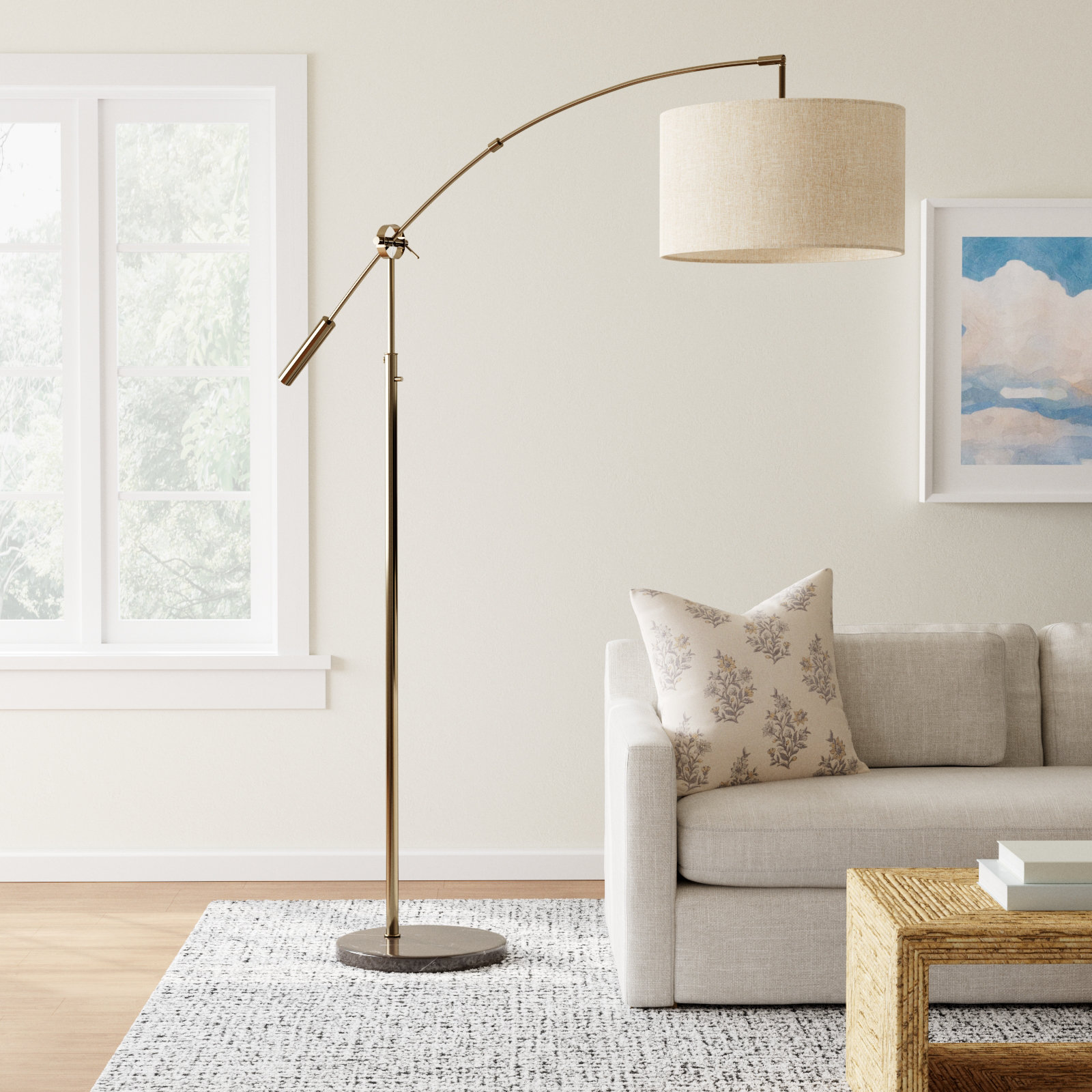 Kata 81'' Floor Lamp, Brown, Cream