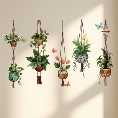 Plantes vertes autocollantes murales, décor botanique en PVC auto-adhésif repositionnable