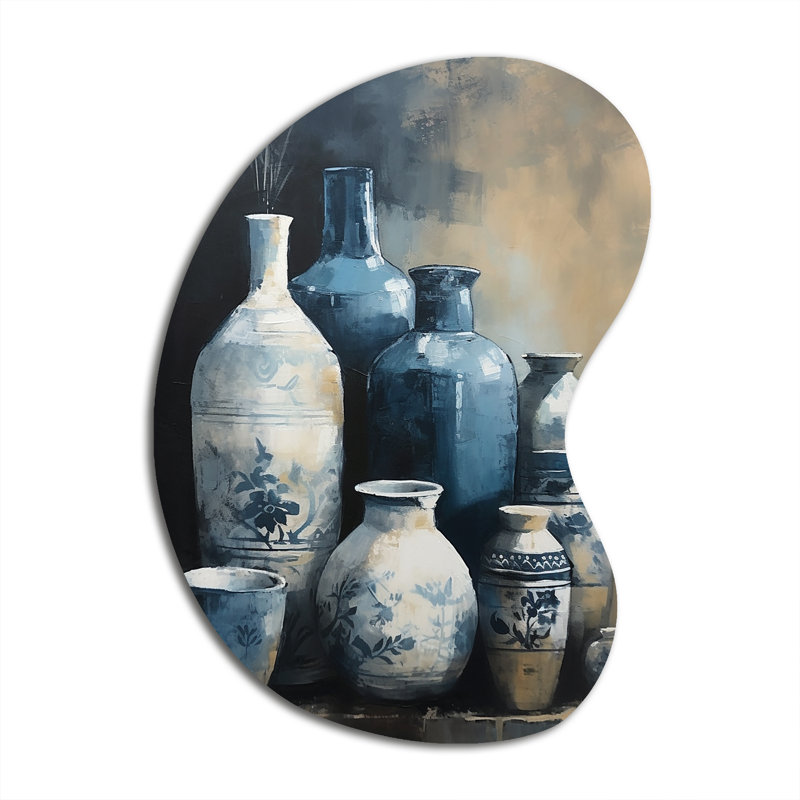 Sculpture murale bleu et crème Bohème Vibes IV - Boho Pottery Boom, H 31 po x l 22 po