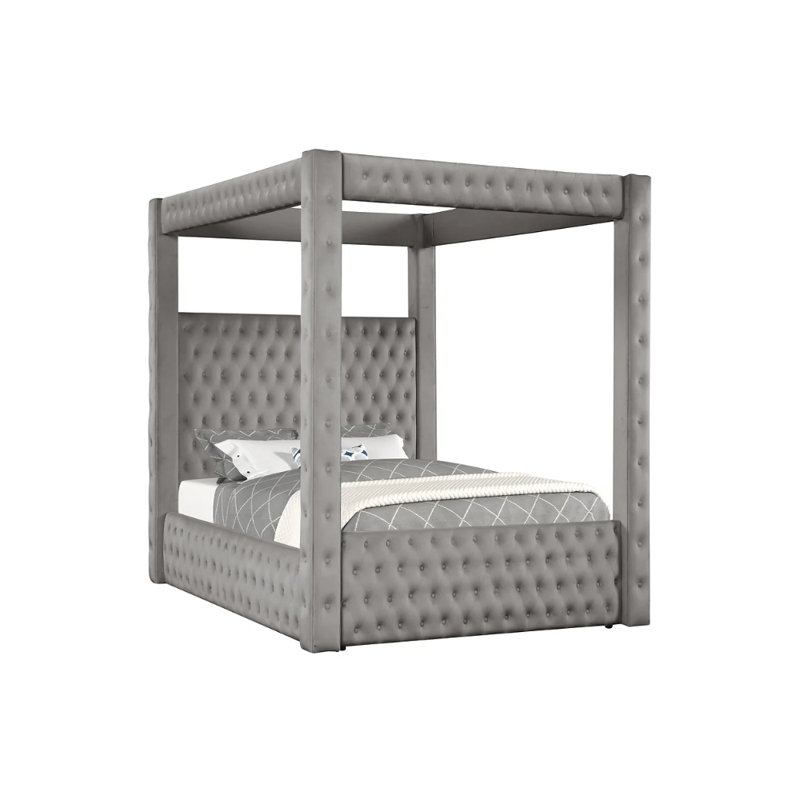 Lit plateforme Mansion, Gris clair, Grand
