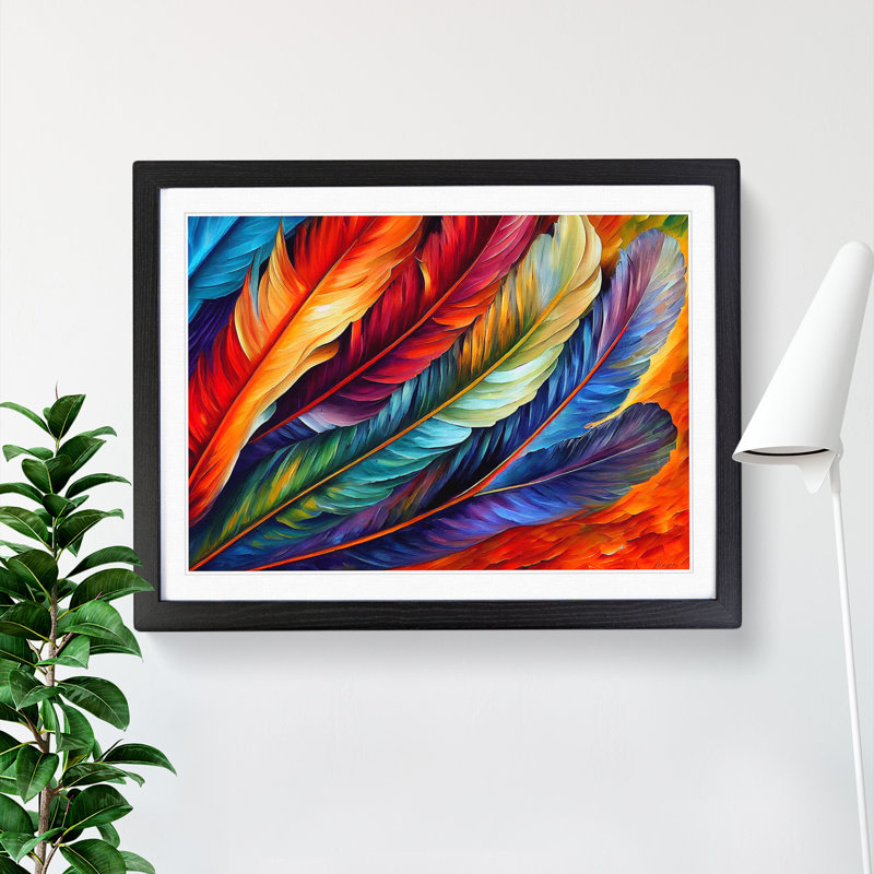 Bird Feather - Single Picture Frame Painting, Black Framed, 46cm H x 64cm W x 2cm D