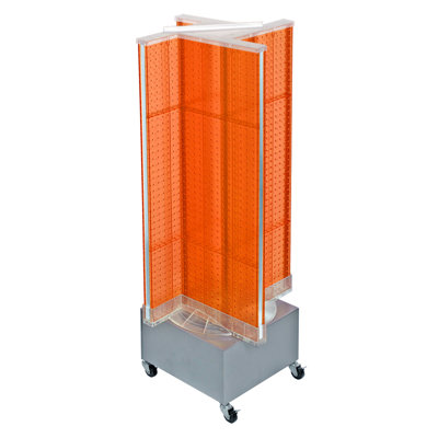 Présentoir de plancher en pin sur une base pivotante à roulettes. Support à roulettes. Taille du panneau: l 13,5 po x H 44 po