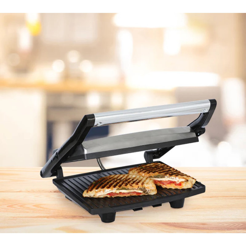 Brentwood Select Ts-651 Compact Panini Press & Sandwich Maker, Non-stick Plates, Stainless Steel, Indoor Grill With Drip Tray
