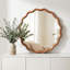 Miroir décoratif rond en bois massif ondulé 24 po, pour chambre à coucher, salle de bain, salon, vestibule-248213787