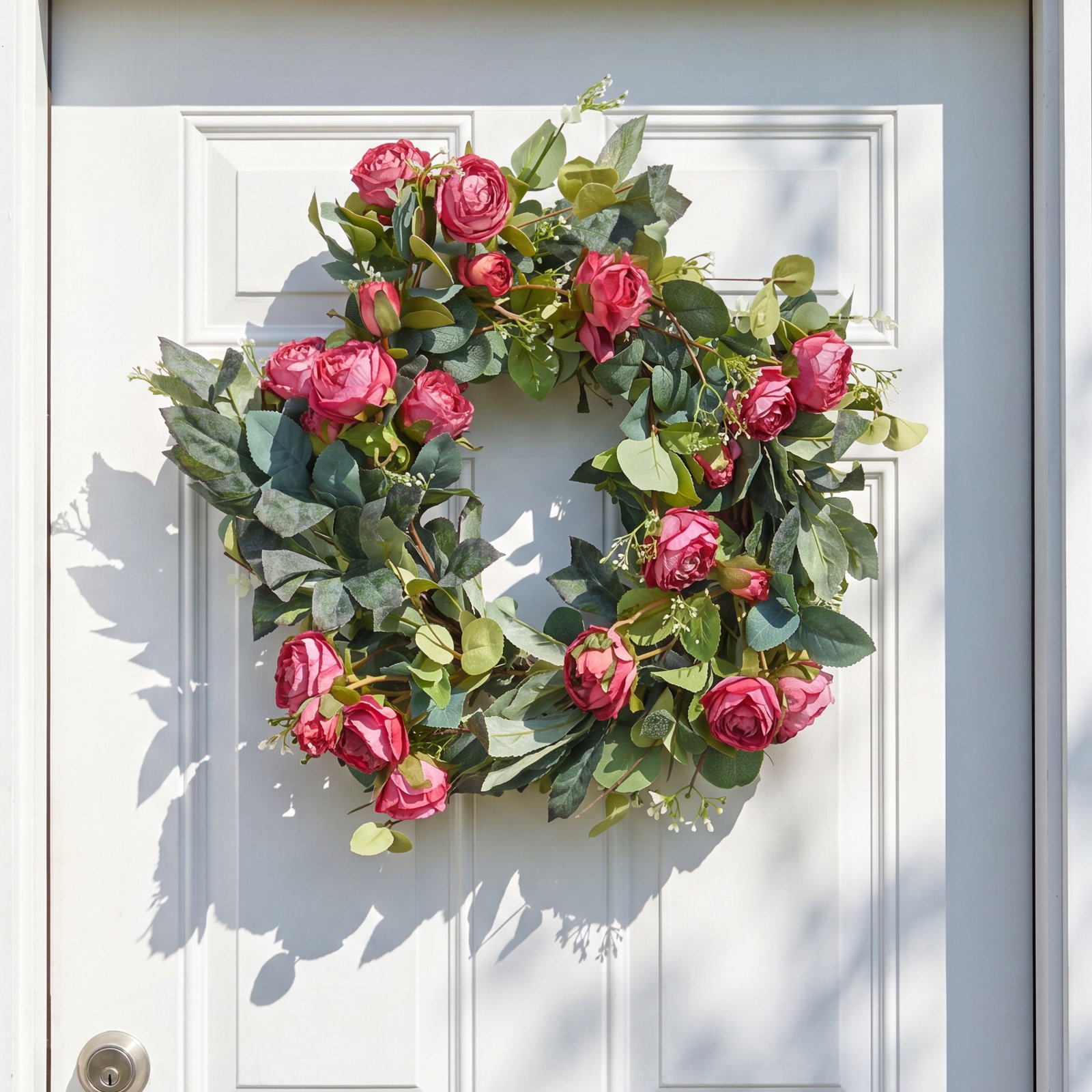 20" Handcrafted Leafage and Rose Everyday Wreath