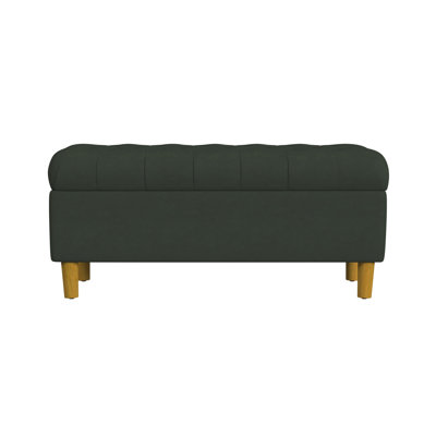 Button Tufted Storage Bench with Cone Wood Legs