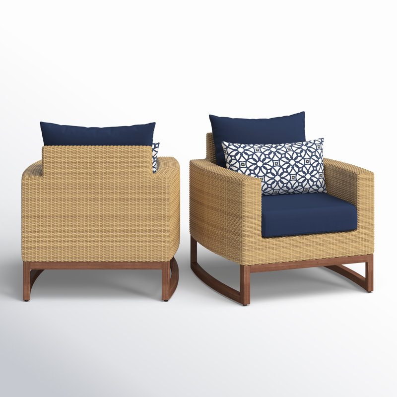Chaise de patio avec coussins Sunbrella Tullio, Toile bleu marine Sunbrella®