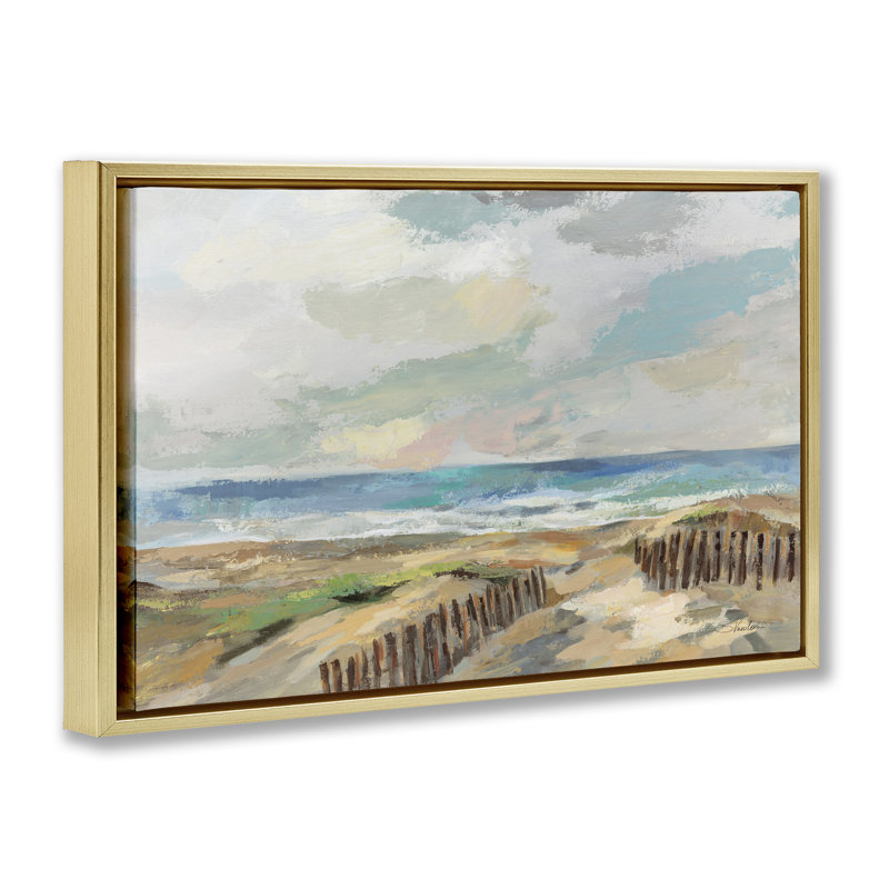  Summer Beach Dunes Canvas by Silvia Vassileva, H 17 po x l 25 po, Cadre flottant métallique doré