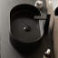 Lavabo de salle de bain 20 po, vasque en céramique vasque rayée ovale sans robinet, sans armoire, noir