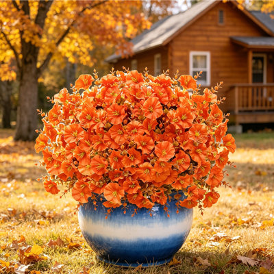 18 paquets de fleurs d'automne artificielles primeur sans fade, plantes d'automne artificielles, verdure intérieure artificielle pour la table de l'Action de grâce