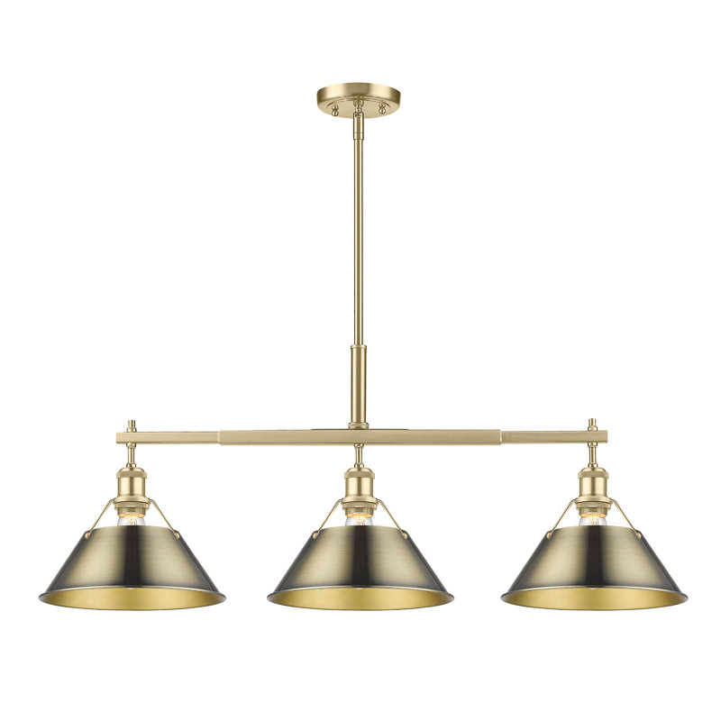 Weatherford 3 - Light Kitchen Island Pendant, Brushed Champagne Bronze, Aged Brass