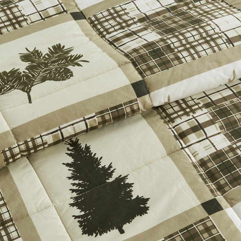 Holiday Printed Down-Alternative Comforter Set with Shams, Twin Comforter + 1 Standard Sham, Stonehurst