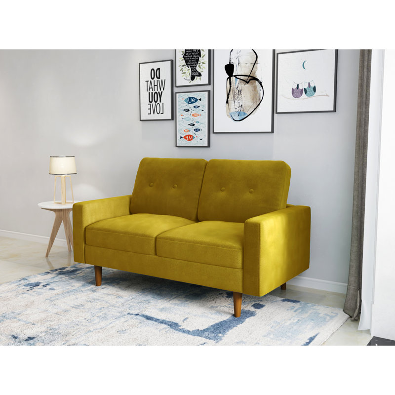 58'' Velvet Loveseat, Goldenrod Velvet 