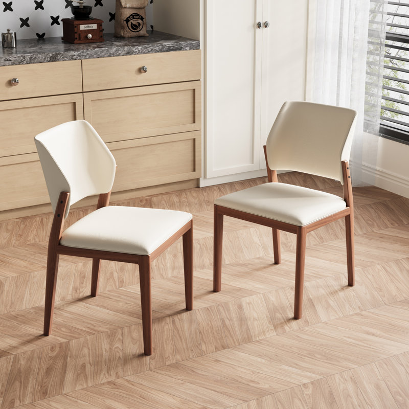 Ensemble de 4 chaises de salle à manger modernes entièrement assemblées en similicuir avec pieds en bois massif, 4