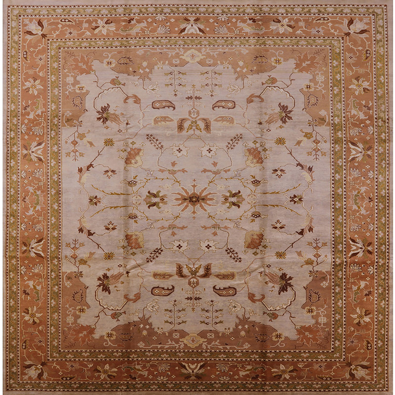 Tapis brun à motif oriental, Carré 6 pi