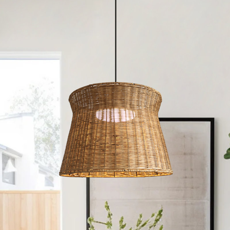 Luminaire suspendu bohémien en rotin à 1 lumière DEL 3000K